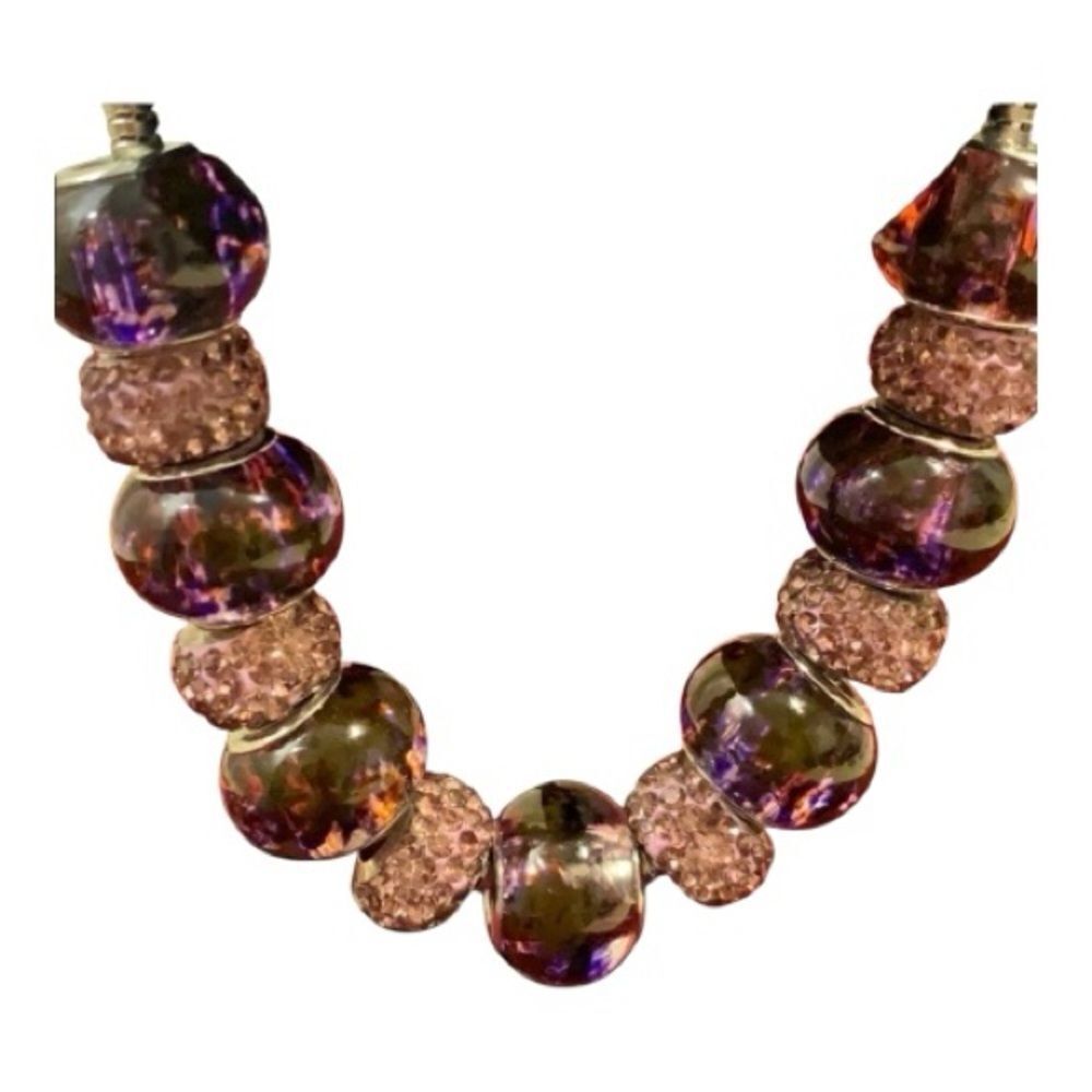 Silver purple beaded bracelet - Picture 4 of 9